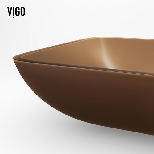 Main product image of Sottile Glass 18" x 13" x 4" Rectangular Bathroom Vessel Sink (Amber Gold)