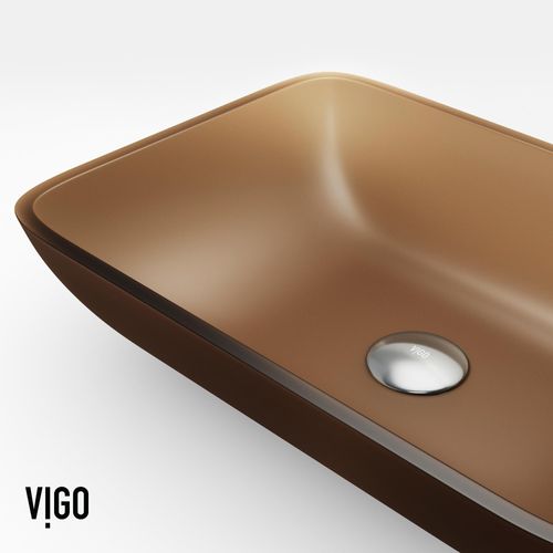 Main product image of Sottile Glass 18" x 13" x 4" Rectangular Bathroom Vessel Sink (Amber Gold)