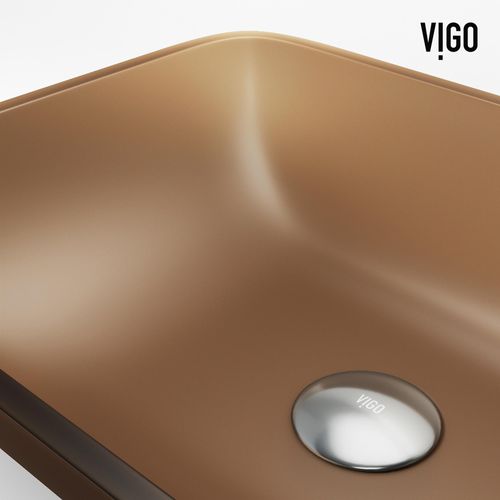 Main product image of Sottile Glass 18" x 13" x 4" Rectangular Bathroom Vessel Sink (Amber Gold)