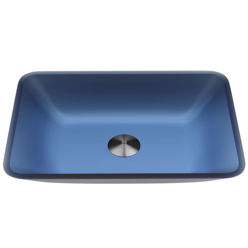 Main product image of Sottile Rectangular Glass 18" x 13" x 4" Vessel Bathroom Sink (Royal Blue)