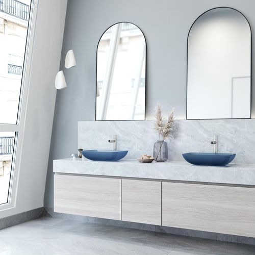 Main product image of Sottile Rectangular Glass 18" x 13" x 4" Vessel Bathroom Sink (Royal Blue)