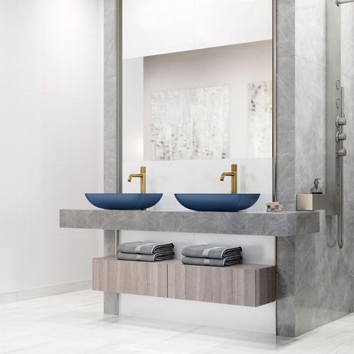 Main product image of Sottile Rectangular Glass 18" x 13" x 4" Vessel Bathroom Sink (Royal Blue)