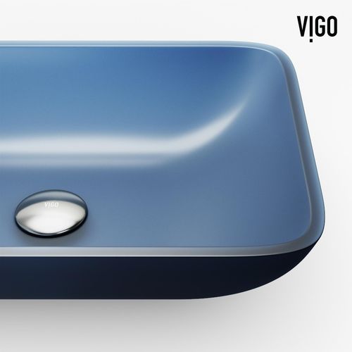 Main product image of Sottile Rectangular Glass 18" x 13" x 4" Vessel Bathroom Sink (Royal Blue)