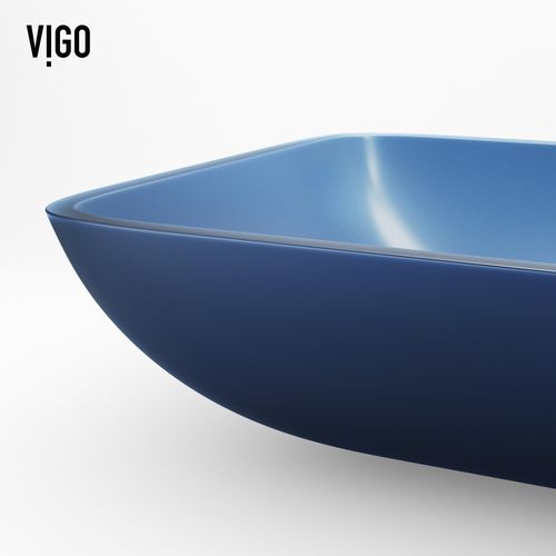 Main product image of Sottile Rectangular Glass 18" x 13" x 4" Vessel Bathroom Sink (Royal Blue)