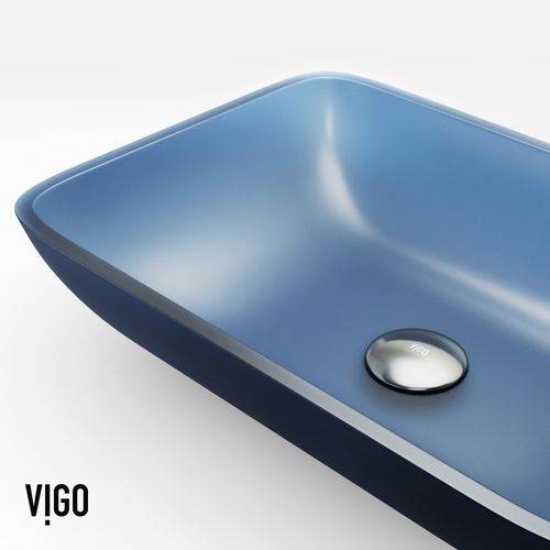Main product image of Sottile Rectangular Glass 18" x 13" x 4" Vessel Bathroom Sink (Royal Blue)