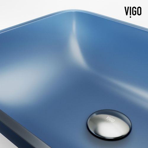Main product image of Sottile Rectangular Glass 18" x 13" x 4" Vessel Bathroom Sink (Royal Blue)