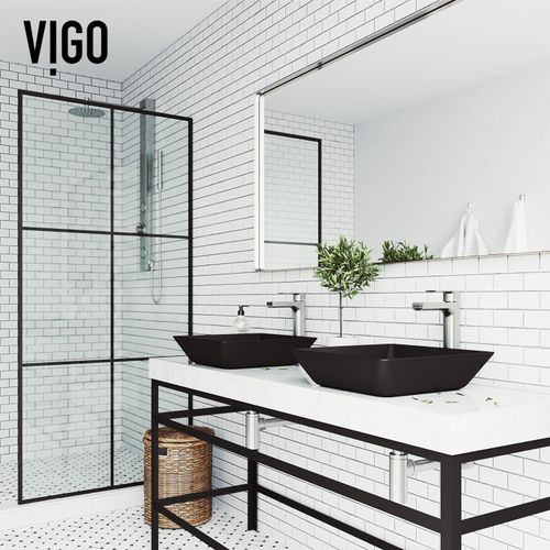 Main product image of Noma Glass 16" x 16" x 4" Vessel Bathroom Sink (Black MatteShell)