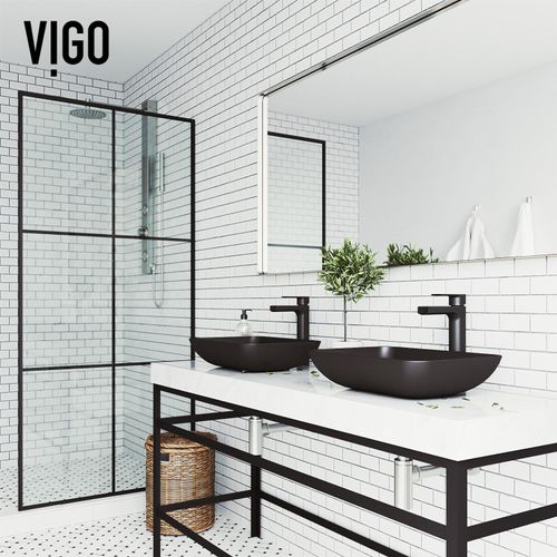 Main product image of Sottile Glass 18" x 13" x 4" Vessel Bathroom Sink (Black MatteShell)
