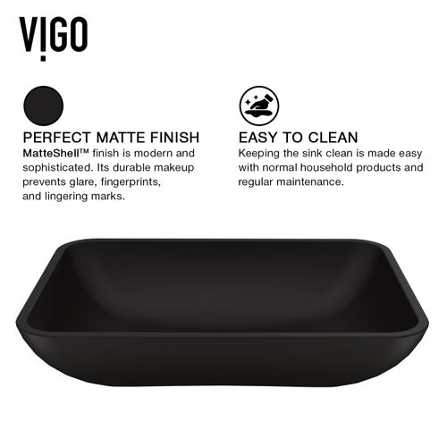 Main product image of Sottile Glass 18" x 13" x 4" Vessel Bathroom Sink (Black MatteShell)