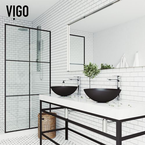 Main product image of Noma Glass 15" x 15" x 5" Vessel Bathroom Sink (Black MatteShell)