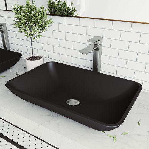 Main product image of Noma Glass 22" x 14" x 4" Vessel Bathroom Sink (Black MatteShell)