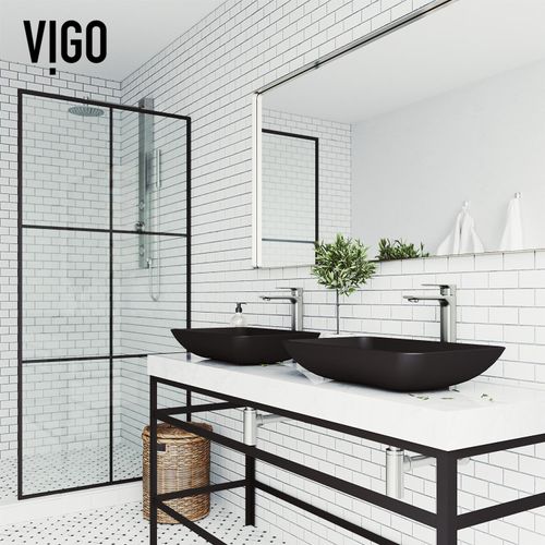 Main product image of Noma Glass 22" x 14" x 4" Vessel Bathroom Sink (Black MatteShell)