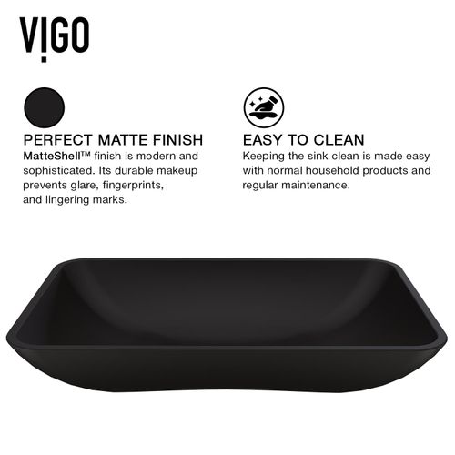 Main product image of Noma Glass 22" x 14" x 4" Vessel Bathroom Sink (Black MatteShell)