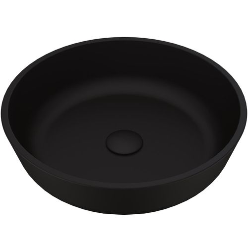 Main product image of Noma Glass 17" x 17" x 4" Round Vessel Bathroom Sink (Black MatteShell)