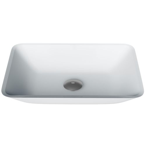 Main product image of Sottile Glass 18" x 13" x 4" Rectangular Vessel Bathroom Sink (Modern White)