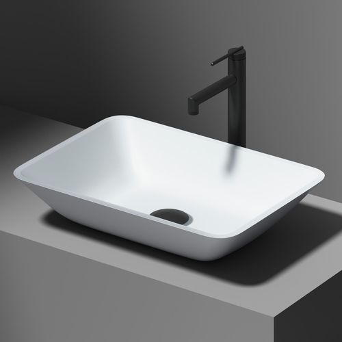 Main product image of Sottile Glass 18" x 13" x 4" Rectangular Vessel Bathroom Sink (Modern White)