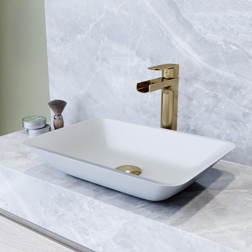 Main product image of Sottile Glass 18" x 13" x 4" Rectangular Vessel Bathroom Sink (Modern White)