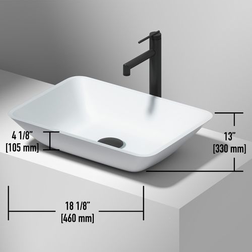 Main product image of Sottile Glass 18" x 13" x 4" Rectangular Vessel Bathroom Sink (Modern White)