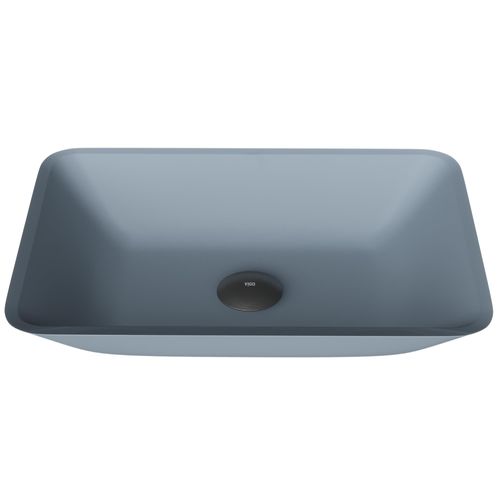 Main product image of Sottile Glass 18" x 13" x 4" Rectangular Vessel Bathroom Sink (Modern Blue)