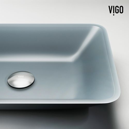 Main product image of Sottile Glass 18" x 13" x 4" Rectangular Vessel Bathroom Sink (Modern Blue)