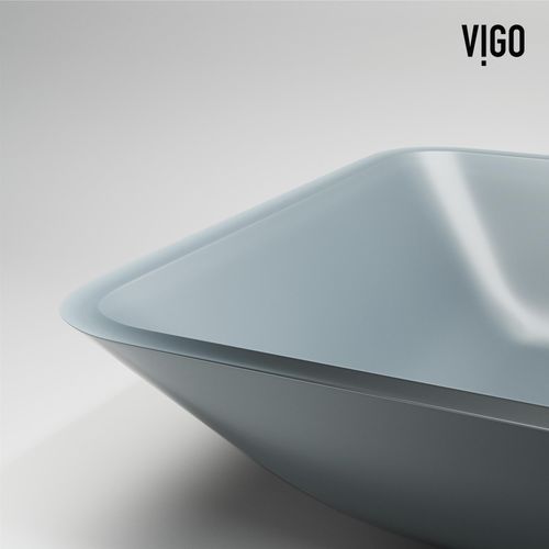Main product image of Sottile Glass 18" x 13" x 4" Rectangular Vessel Bathroom Sink (Modern Blue)