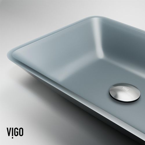 Main product image of Sottile Glass 18" x 13" x 4" Rectangular Vessel Bathroom Sink (Modern Blue)