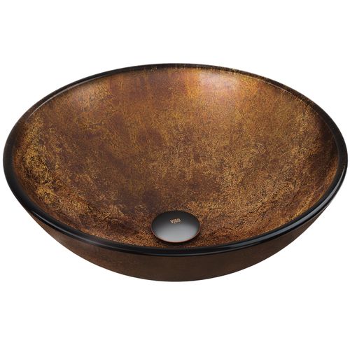 Main product image of Giovanni Glass 17" x 17" x 6" Round Vessel Bathroom Sink (Russet Brown)