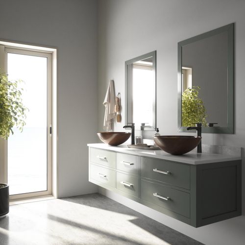 Main product image of Giovanni Glass 17" x 17" x 6" Round Vessel Bathroom Sink (Russet Brown)