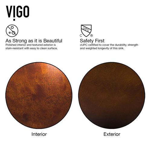 Main product image of Giovanni Glass 17" x 17" x 6" Round Vessel Bathroom Sink (Russet Brown)