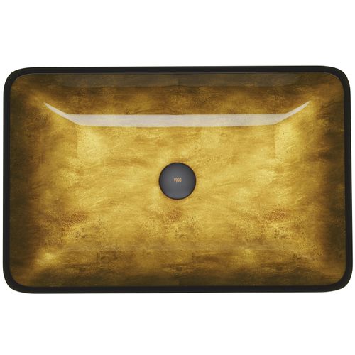 Main product image of Donatello Glass 22" x 14" x 5" Rectangular Vessel Bathroom Sink (Gold)