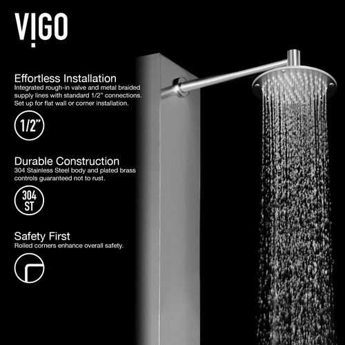 Main product image of Dilana 6-Jet Shower Panel System w/ Adj. Round Head & Shower Wand, 2.5 GPM (Stainless Steel)