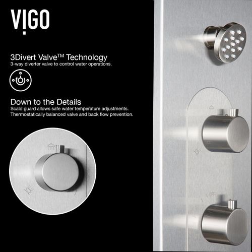 Main product image of Dilana 6-Jet Shower Panel System w/ Adj. Round Head & Shower Wand, 2.5 GPM (Stainless Steel)