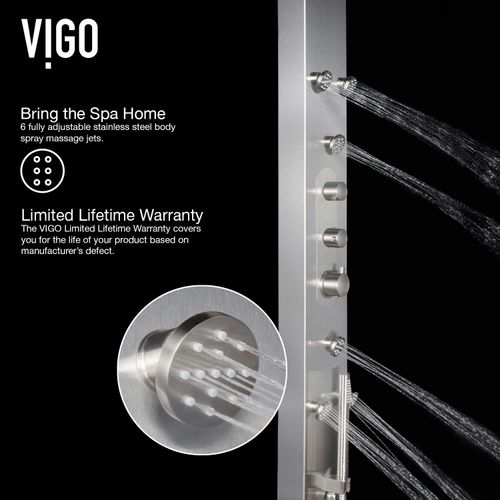 Main product image of Dilana 6-Jet Shower Panel System w/ Adj. Round Head & Shower Wand, 2.5 GPM (Stainless Steel)