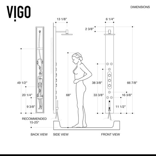 Main product image of Dilana 6-Jet Shower Panel System w/ Adj. Round Head & Shower Wand, 2.5 GPM (Stainless Steel)