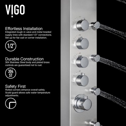 Main product image of Brielle 6-Jet Shower Panel System w/ Fixed Rainhead & Shower Wand, 2.5 GPM (Stainless Steel)