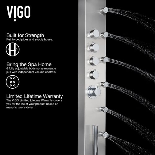 Main product image of Brielle 6-Jet Shower Panel System w/ Fixed Rainhead & Shower Wand, 2.5 GPM (Stainless Steel)
