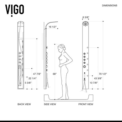 Main product image of Brielle 6-Jet Shower Panel System w/ Fixed Rainhead & Shower Wand, 2.5 GPM (Stainless Steel)