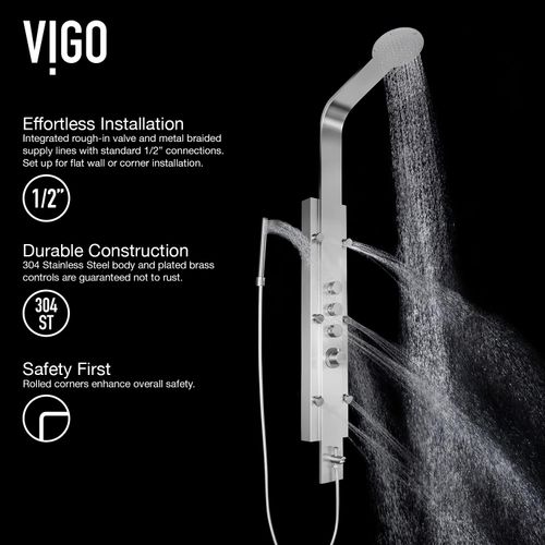 Main product image of Mateo 6-Jet Shower Panel System w/ Fixed Rainhead & Shower Wand, 2.5 GPM (Stainless Steel)