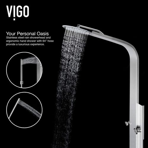 Main product image of Mateo 6-Jet Shower Panel System w/ Fixed Rainhead & Shower Wand, 2.5 GPM (Stainless Steel)