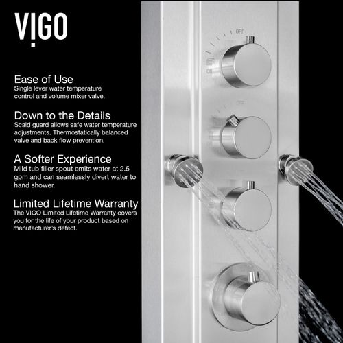 Main product image of Mateo 6-Jet Shower Panel System w/ Fixed Rainhead & Shower Wand, 2.5 GPM (Stainless Steel)