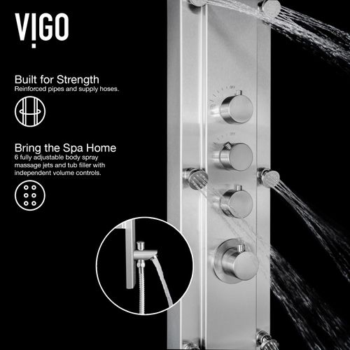 Main product image of Mateo 6-Jet Shower Panel System w/ Fixed Rainhead & Shower Wand, 2.5 GPM (Stainless Steel)