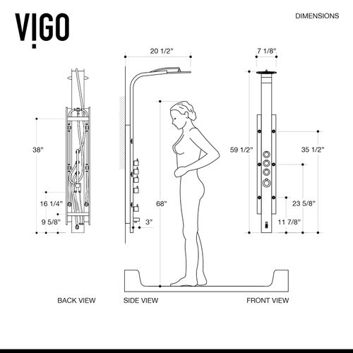 Main product image of Mateo 6-Jet Shower Panel System w/ Fixed Rainhead & Shower Wand, 2.5 GPM (Stainless Steel)