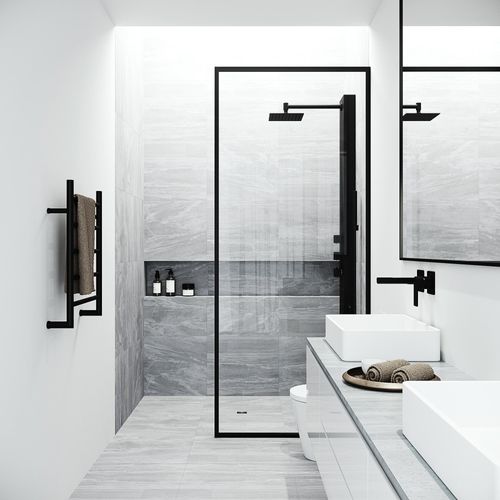 Main product image of Rector 2-Jet Shower Panel System w/ Adj. Square Head & Shower Wand, 1.8 GPM (Matte Black)