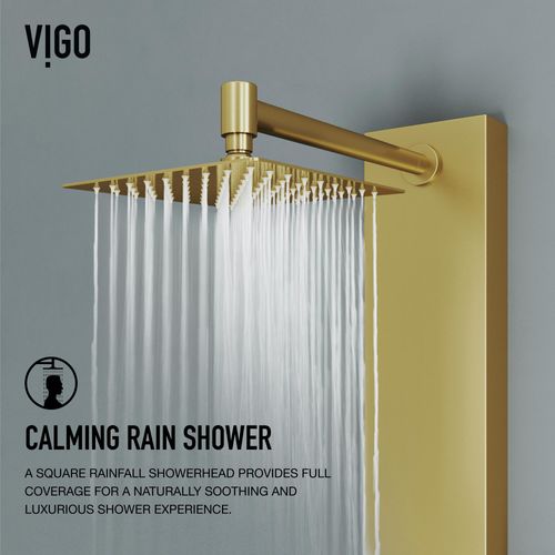 Main product image of Rector 2-Jet Shower Panel System w/ Square Head and Hand Shower Wand, 1.8 GPM (Brushed Gold)