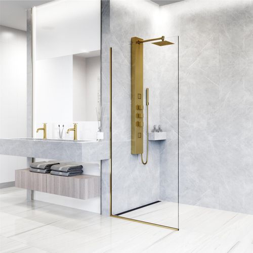 Main product image of Rector 2-Jet Shower Panel System w/ Square Head and Hand Shower Wand, 1.8 GPM (Brushed Gold)