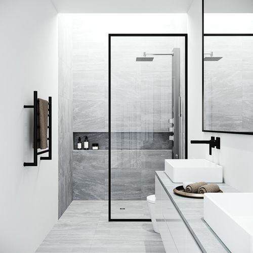 Main product image of Rector 2-Jet Shower Panel System w/ Adj. Square Head & Shower Wand, 1.8 GPM (Stainless Steel)