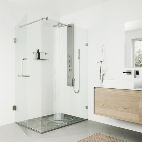Main product image of Rector 2-Jet Shower Panel System w/ Adj. Square Head & Shower Wand, 1.8 GPM (Stainless Steel)