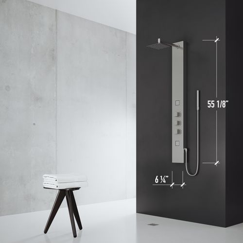 Main product image of Rector 2-Jet Shower Panel System w/ Adj. Square Head & Shower Wand, 1.8 GPM (Stainless Steel)