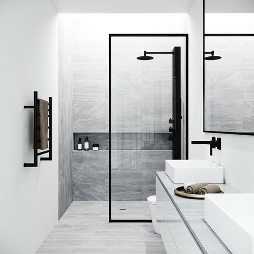 Main product image of Ellington 4-Jet Shower Panel System w/ Adj. Round Head & Shower Wand, 1.8 GPM (Matte Black)