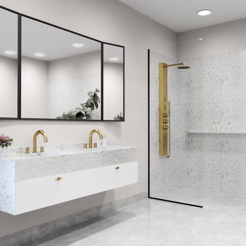 Main product image of Ellington 4-Jet Shower Panel System w/ Round Head and Hand Shower Wand, 1.8 GPM (Brushed Gold)